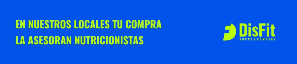 Banner informativo de DISFIT: En nuestros locales tu compra la asesoran nutricionistas, junto al logo oficial de la marca.
