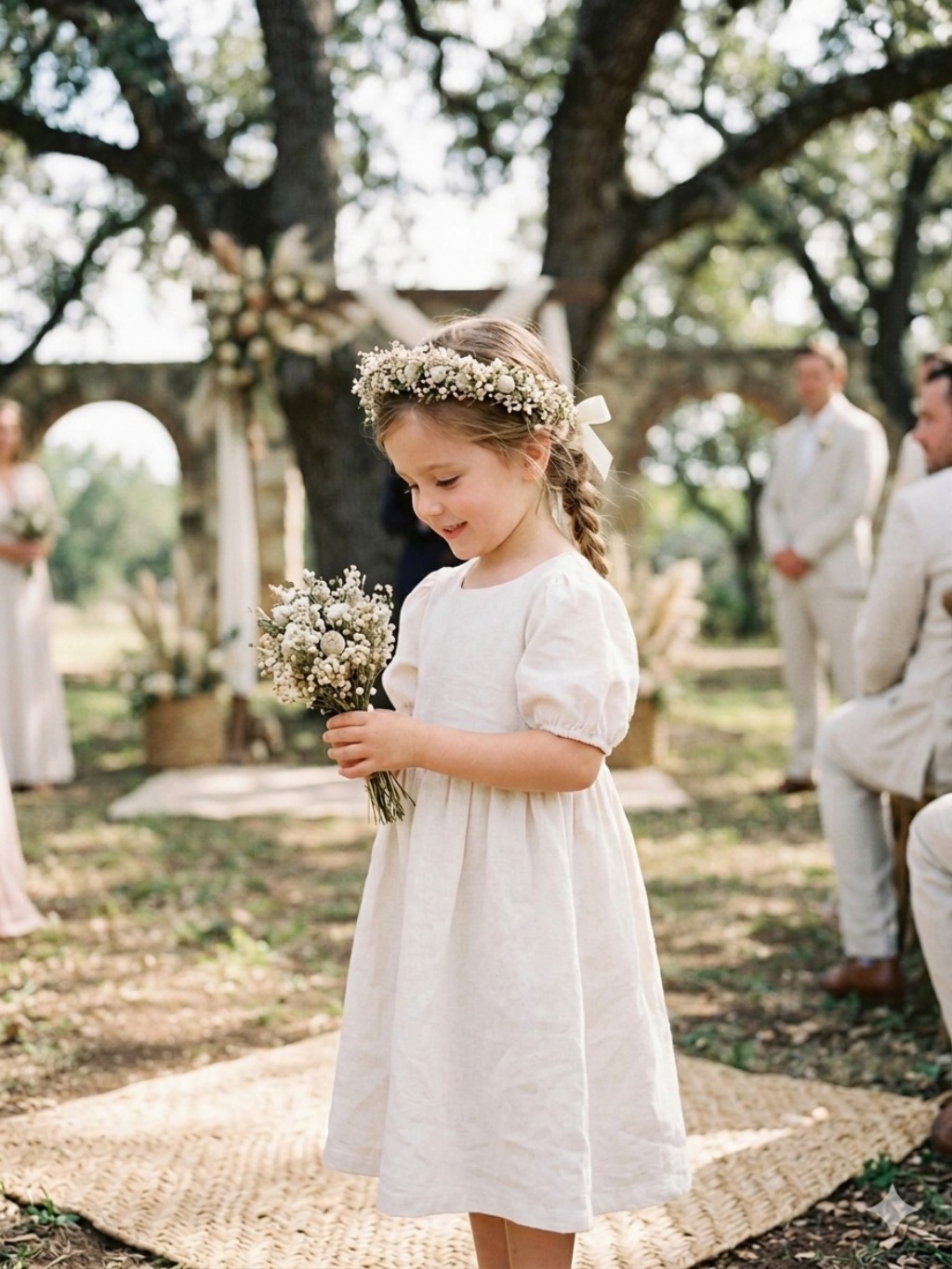 tiara de flores secas para daminhas casamento