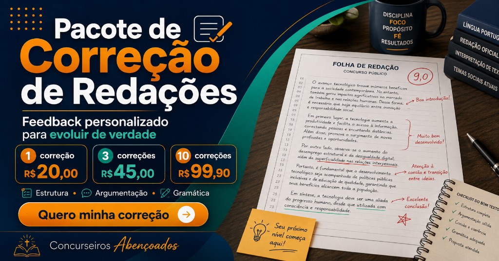 Corre&ccedil;&atilde;o de reda&ccedil;&otilde;es e discursivas para concursos p&uacute;blicos