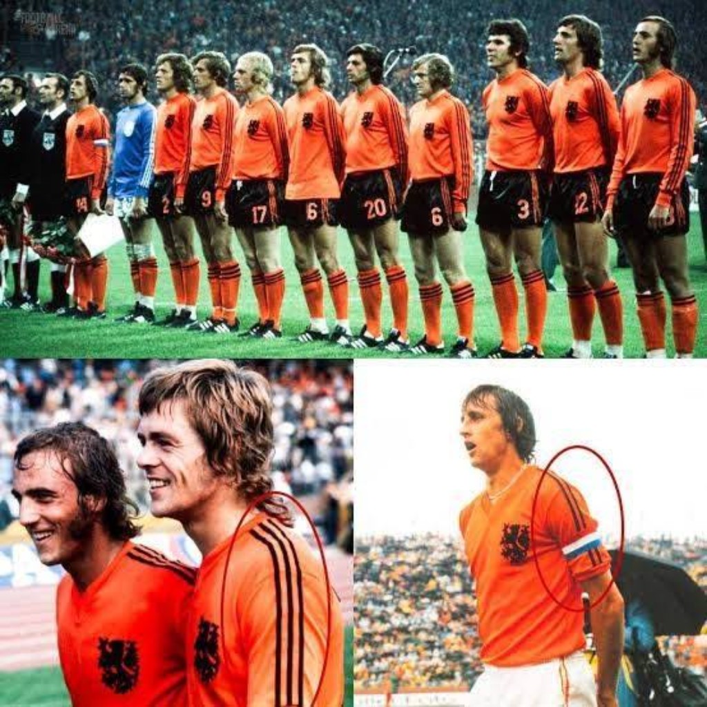 Johan Cruyff vestindo a camisa n&uacute;mero 14 da sele&ccedil;&atilde;o holandesa