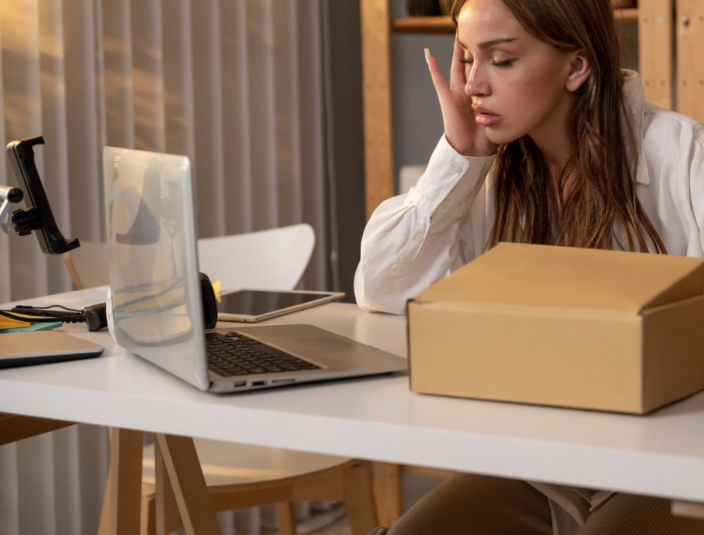 mulher preocupada por n&atilde;o vender as semijoias para festas