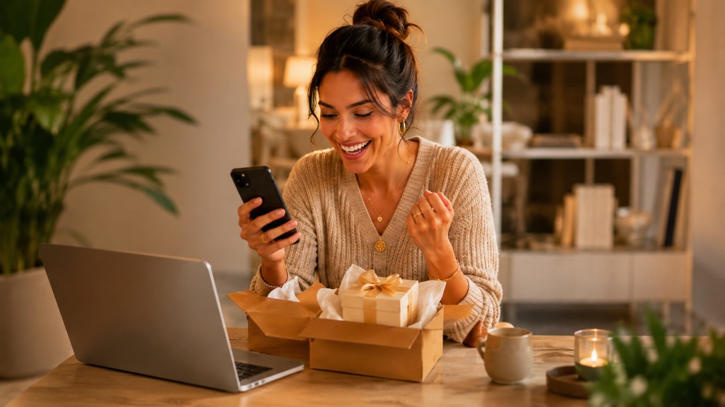 mulher assiste vídeos de produtos no celular