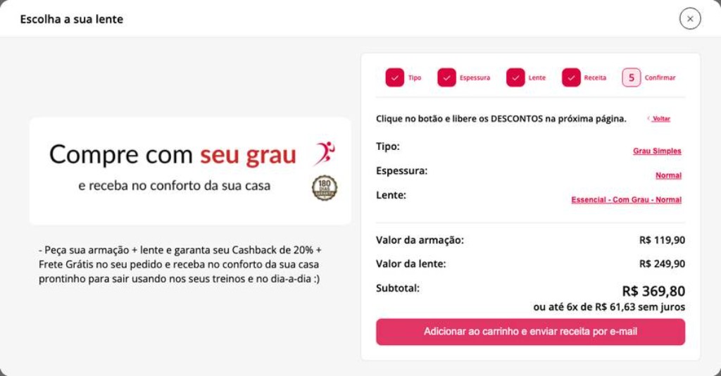 Assistente: confirmação com resumo de valores