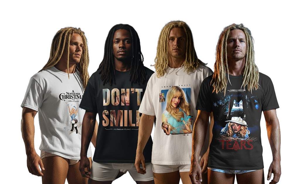 pessoas usando camisetas da boto f&eacute; da sabrina carpenter