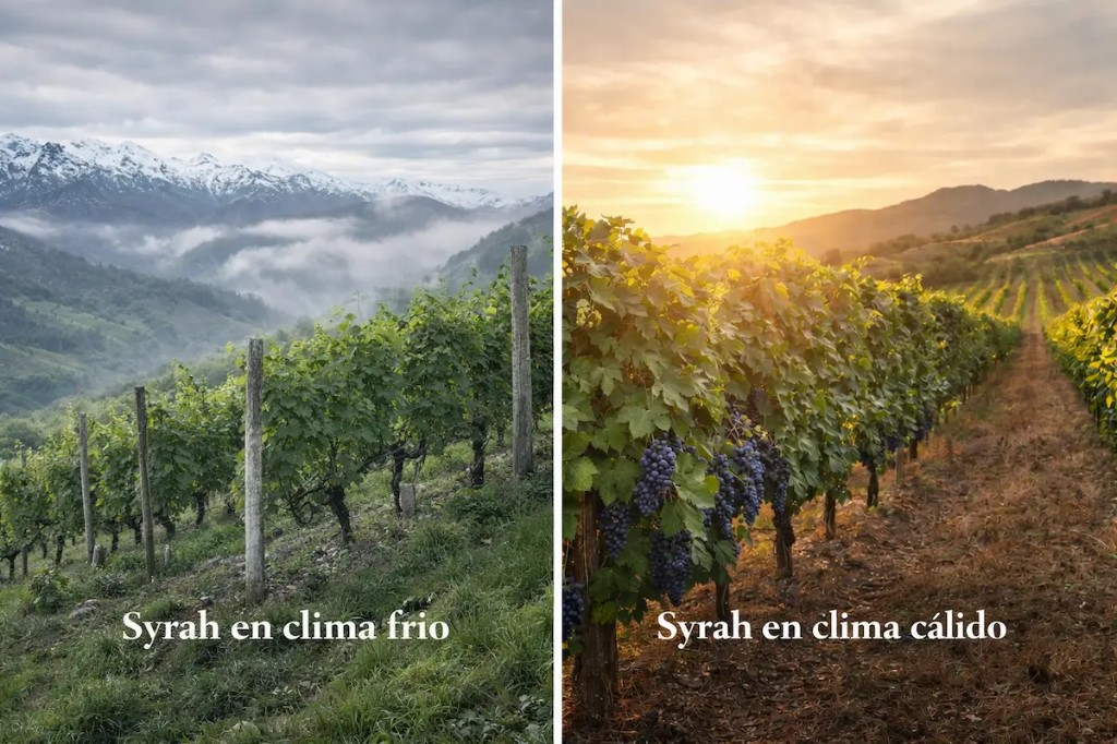Vi&ntilde;edo y clima: Syrah en diferentes regiones