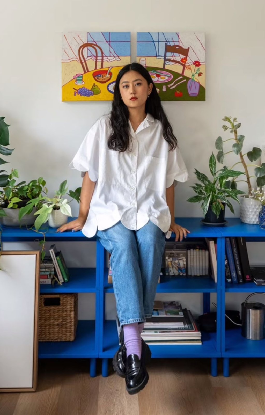 Look mocassim feminino com blusa delicada