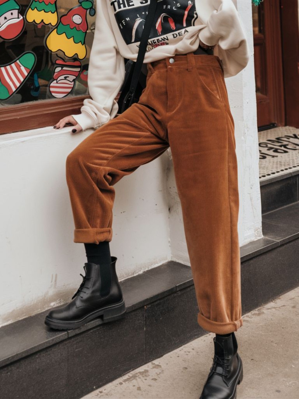 Look meia na cor da bota