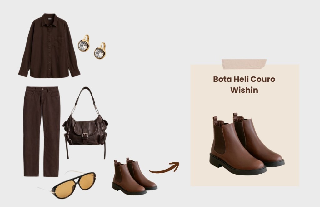 look com marrom monocromático.