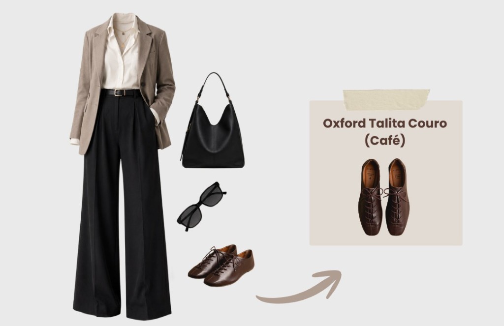 recomenda&ccedil;&atilde;o de look alfaiataria com sapato jazz.