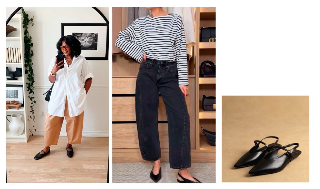 Recomendação de look com sapatilha bico fino.