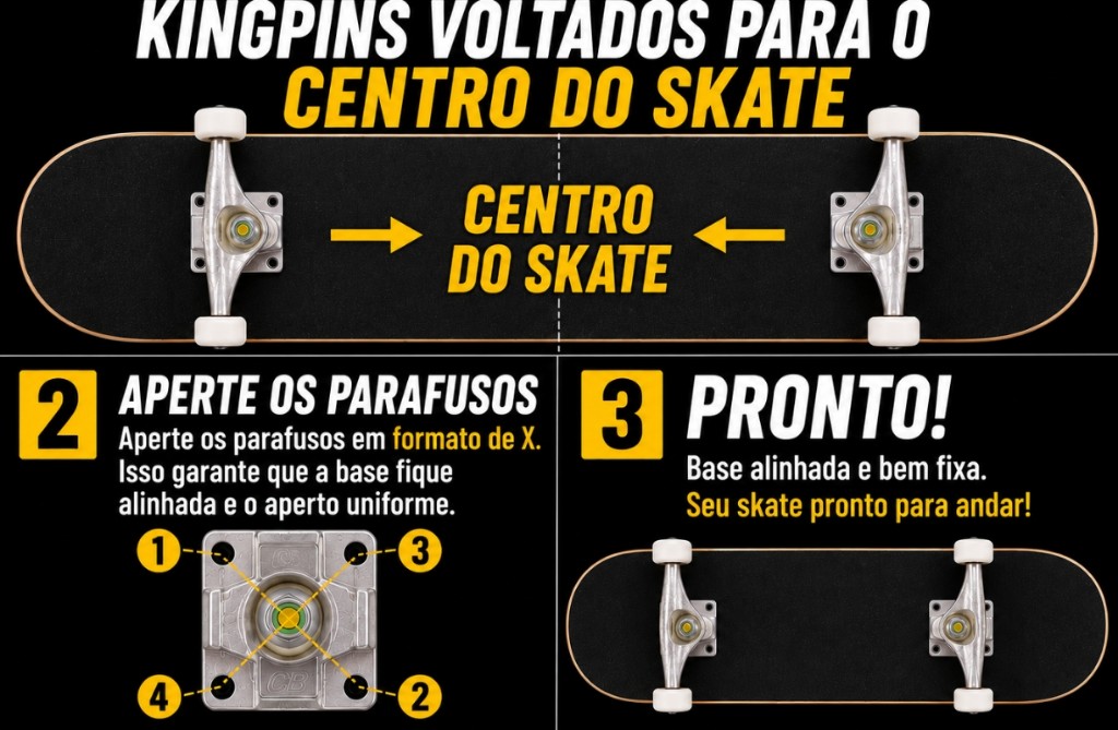 como colocar o truck no shape de skate?