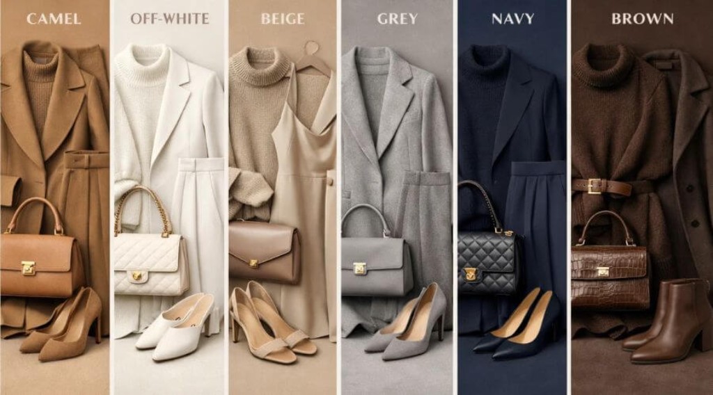 Paleta de cores recomendadas para roupas femininas estilo Quiet Luxury