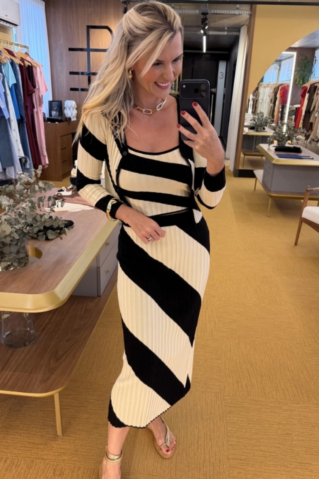 look conjunto tricot evento festa elegante