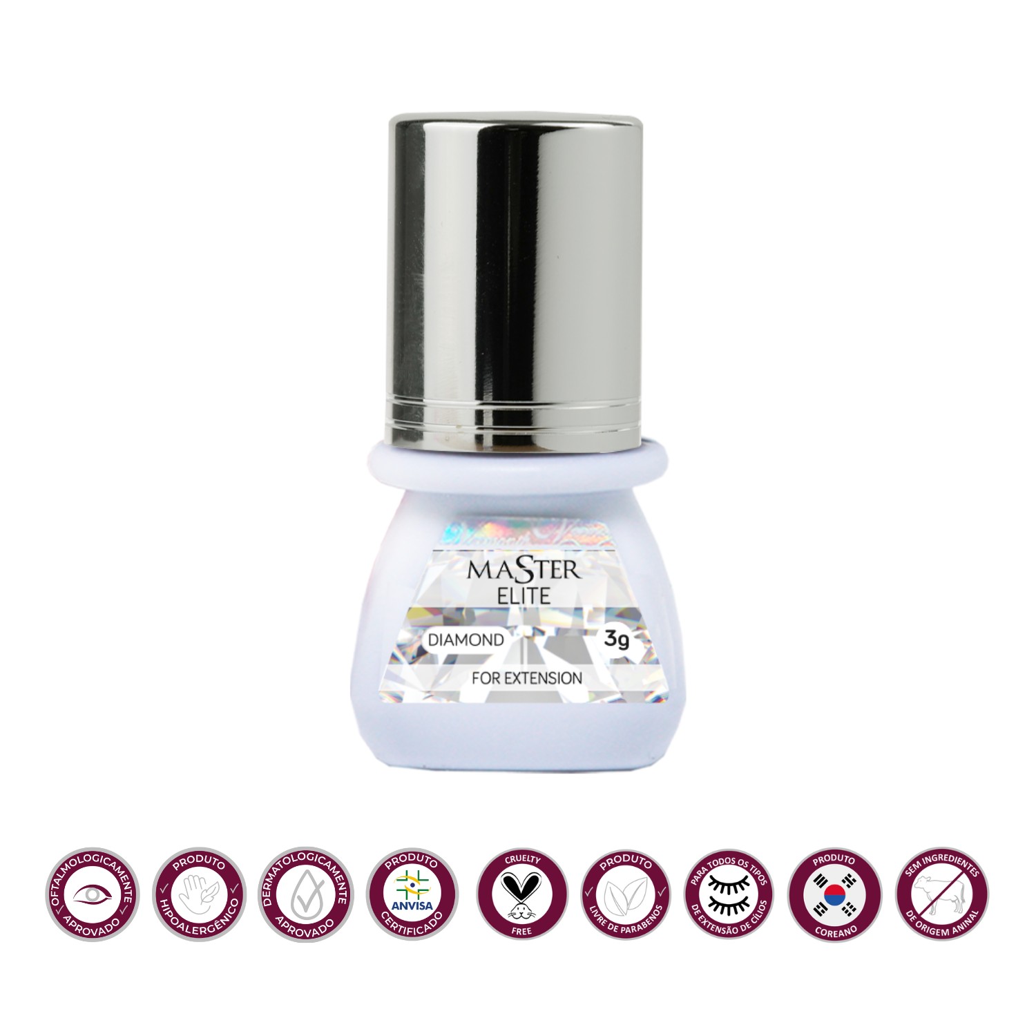 Frasco oficial da Cola Master Elite Diamond Transparente 3 g