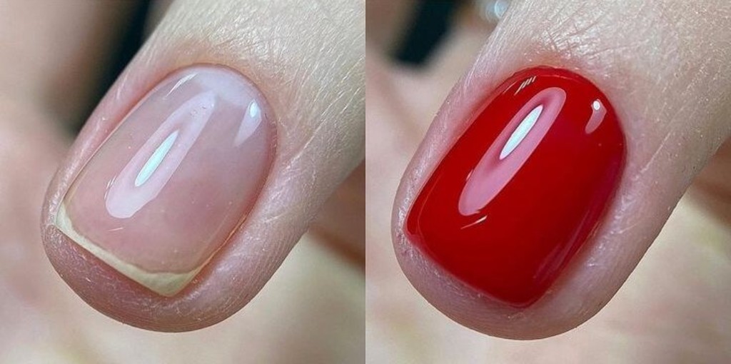 Aplicaci&oacute;n de base coat y color semipermanente sobre la u&ntilde;a.