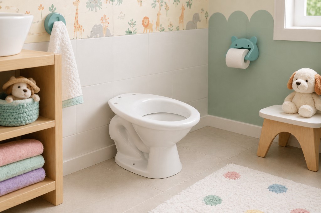 Privada infantil ideal para banheiros de crian&ccedil;as em escolas ou creches.