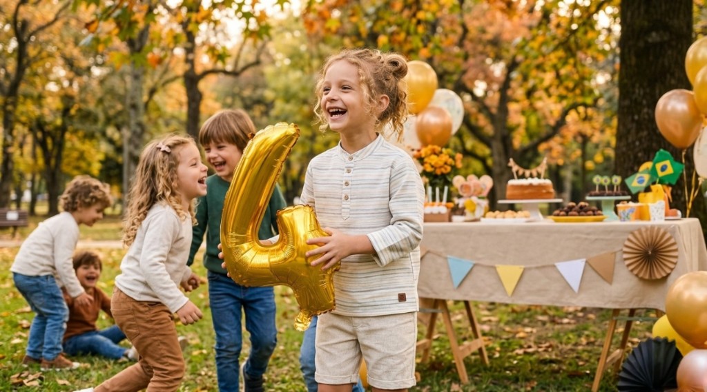 Menino em aniversario infantil no parque da Sementeira