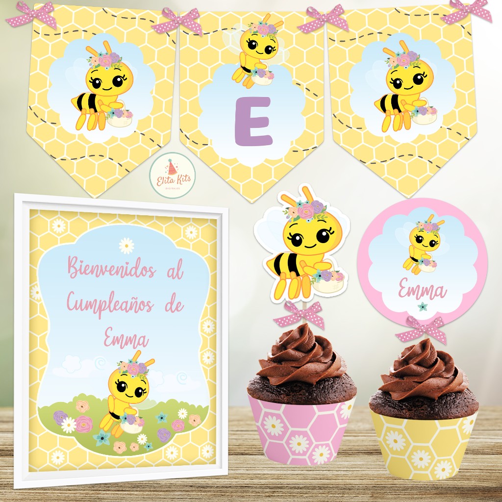 Kit imprimible Abejita Chiquitita Cumplea&ntilde;os Ni&ntilde;a