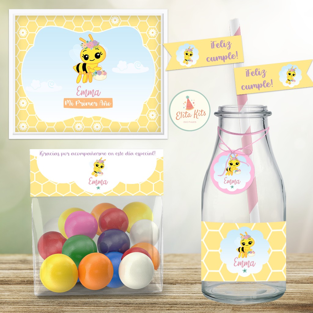Kit imprimible Abejita Chiquitita Cumplea&ntilde;os Ni&ntilde;a