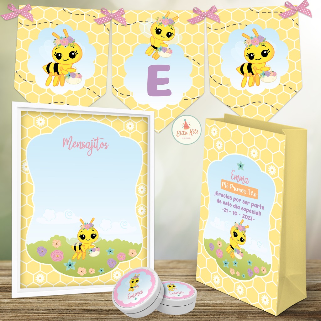 Kit imprimible Abejita Chiquitita Cumplea&ntilde;os Ni&ntilde;a