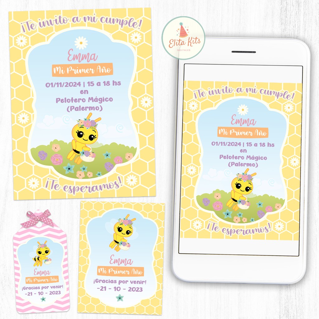 Kit imprimible Abejita Chiquitita Cumplea&ntilde;os Ni&ntilde;a