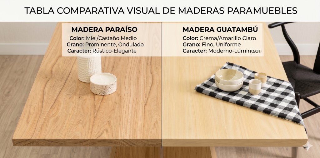 Diferencia entre madera paraíso y guatambú para muebles