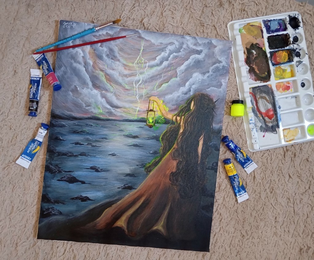 tela arte pintura tempestade horizonte