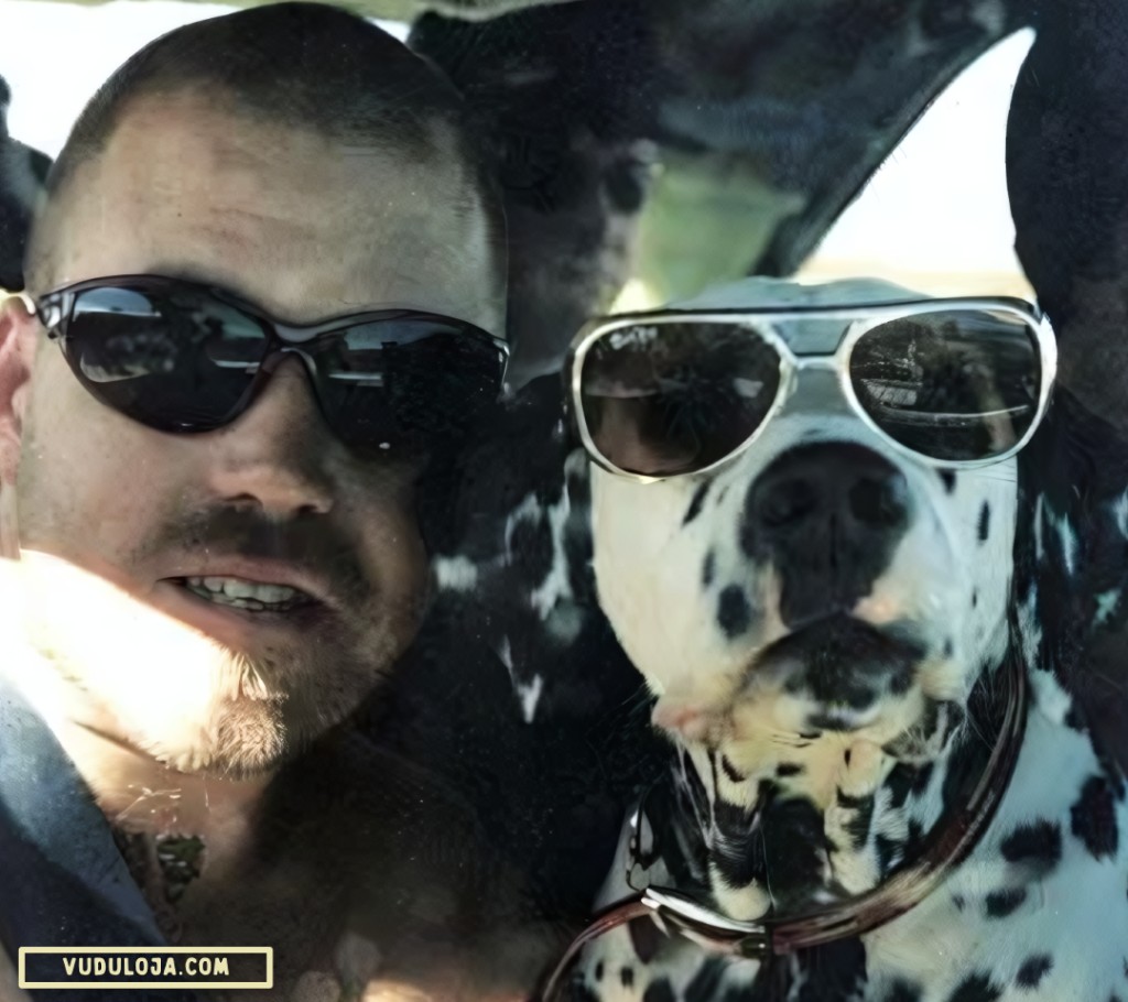 Foto do vocalista Bradley Nowell com seu cachorro Lou Dog