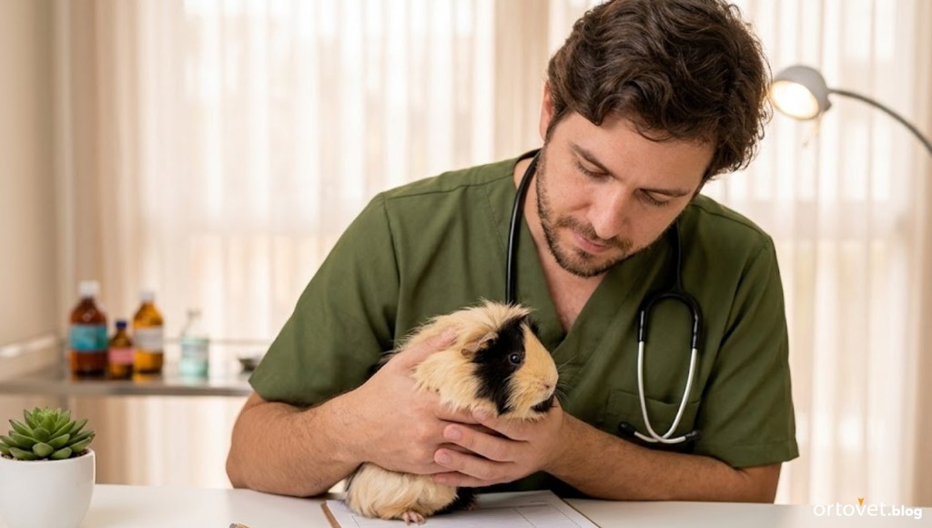 Veterinário segurando um coelho.