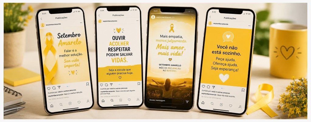 Posts para redes sociais de Setembro Amarelo