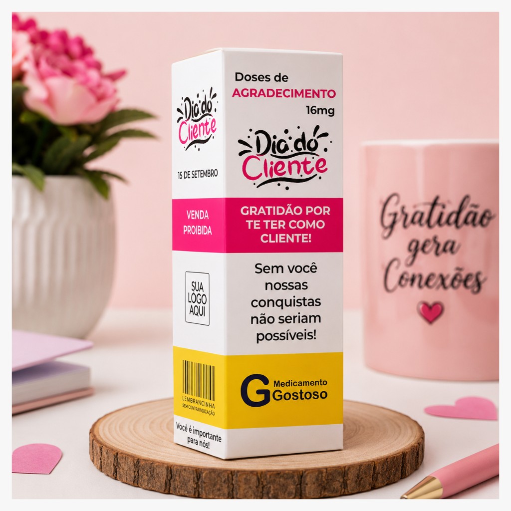 Embalagens personalizadas para presente de Dia do Cliente