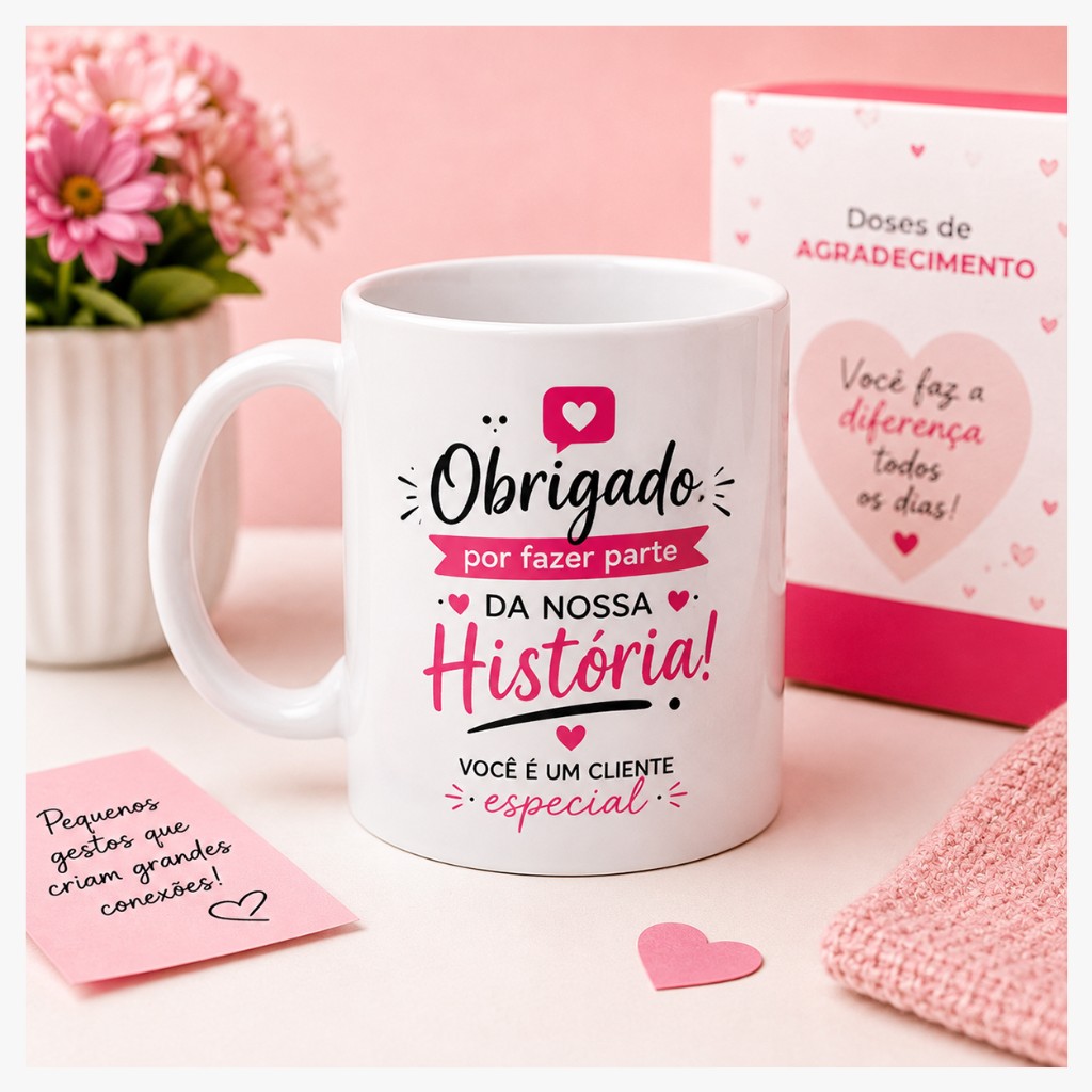 Caneca personalizada para presente de Dia do Cliente