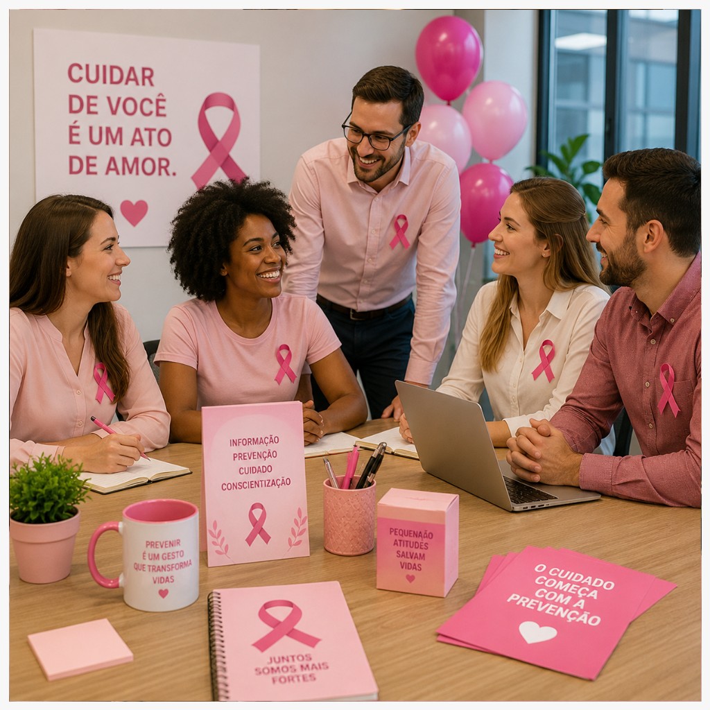 A&ccedil;&atilde;o de conscientiza&ccedil;&atilde;o do Outubro Rosa no ambiente corporativo