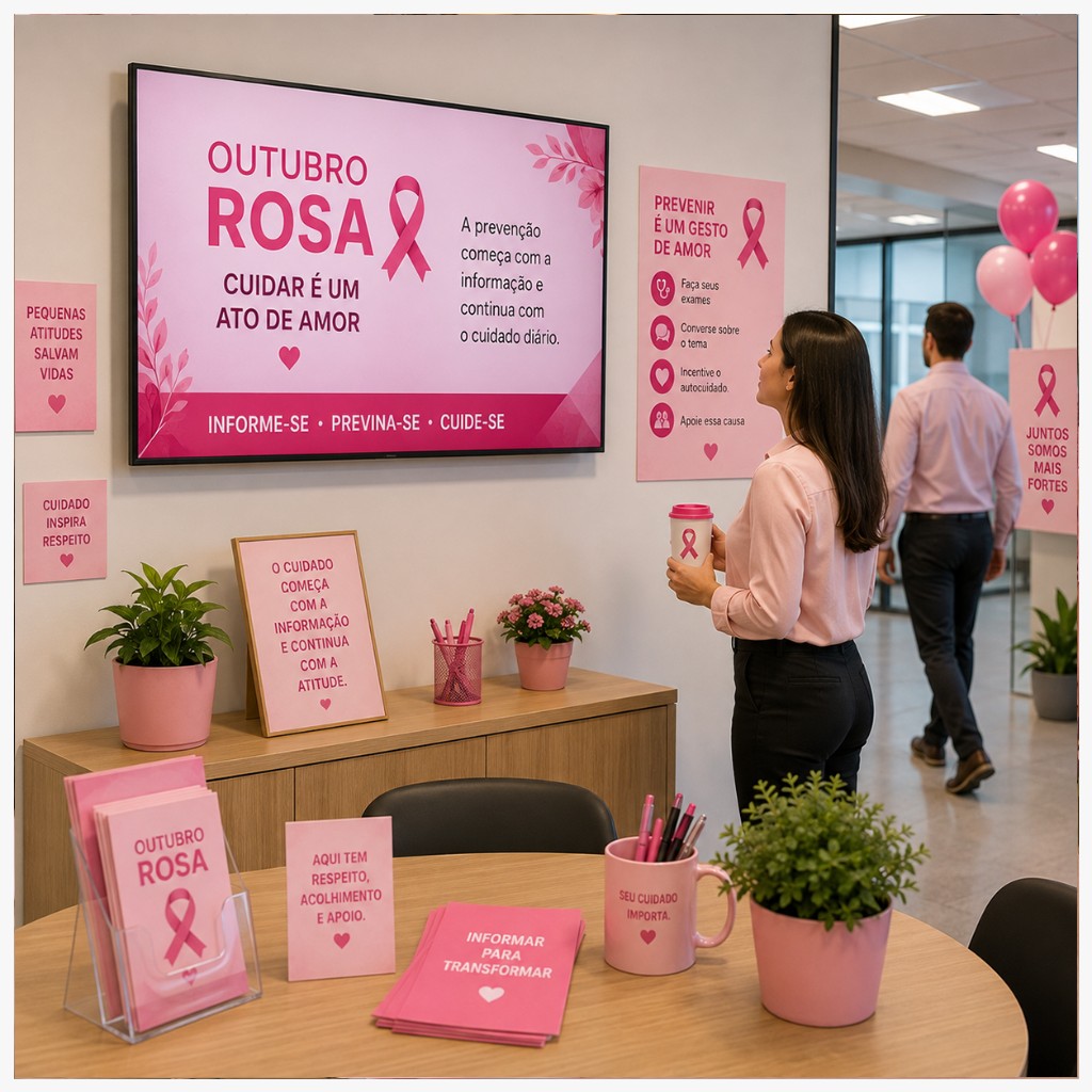 Comunica&ccedil;&atilde;o interna para campanha de Outubro Rosa nas empresas