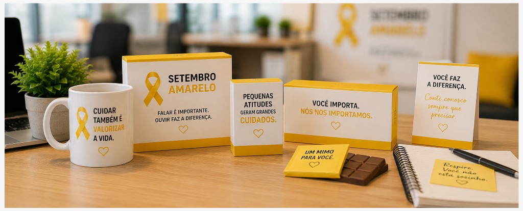 Brindes personalizados para campanha Setembro Amarelo