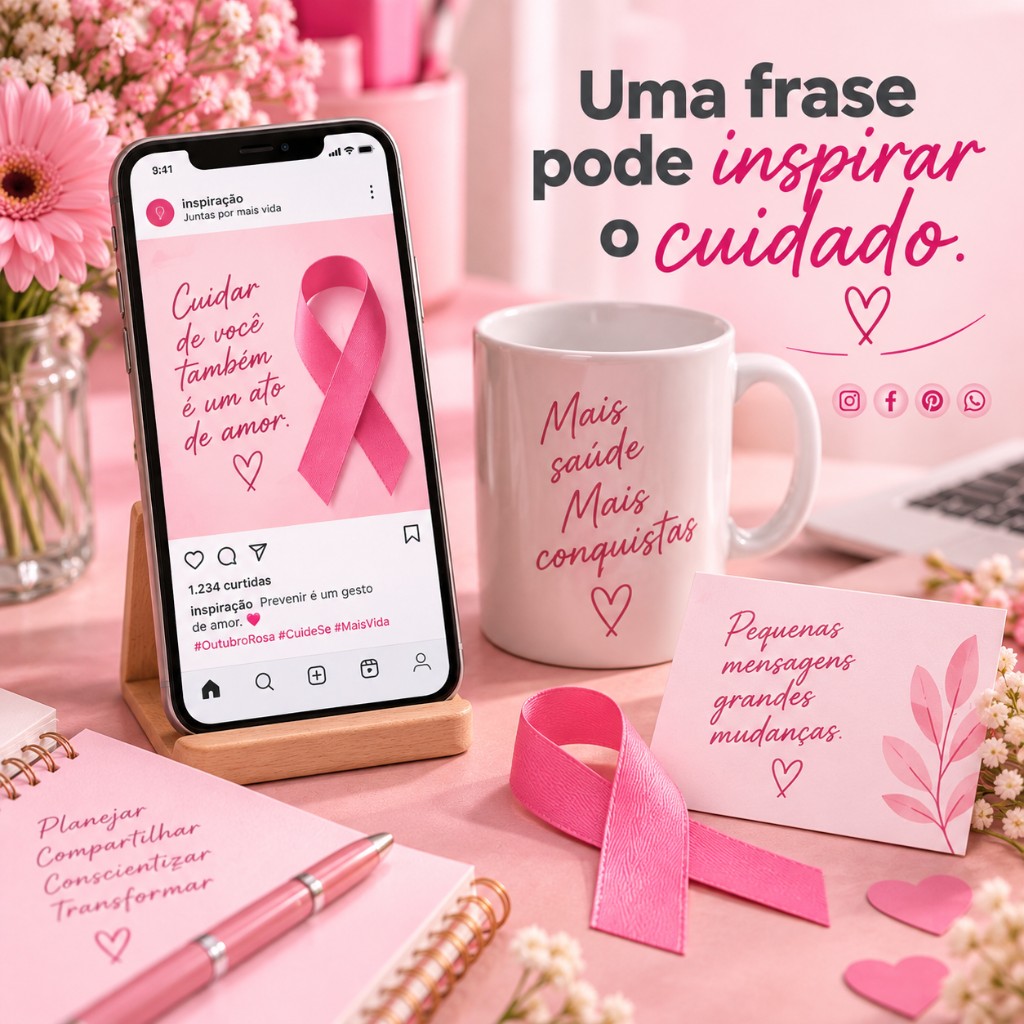 Arte para redes sociais de campanha Outubro Rosa