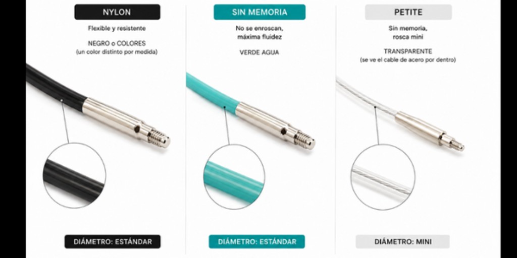 Comparativa de cables KnitPro | Nylon, Cables sin Memoria, Cables Petit | Budetex