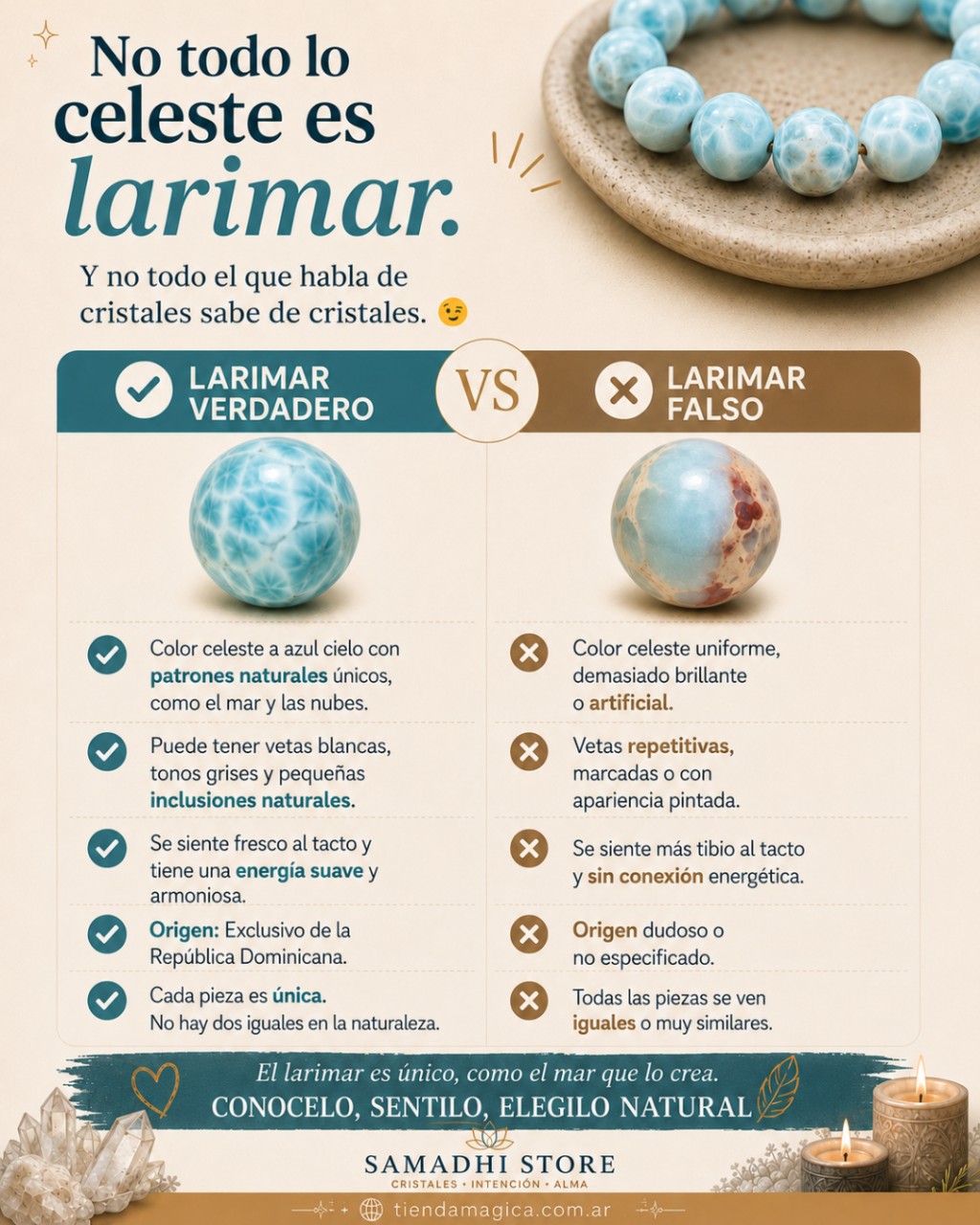 Comparaci&oacute;n entre larimar natural y larimar falso