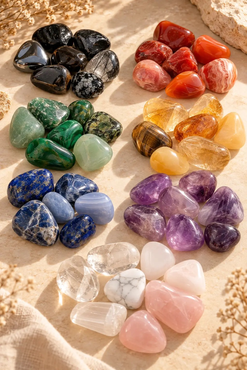 Gemas de cristais coloridos