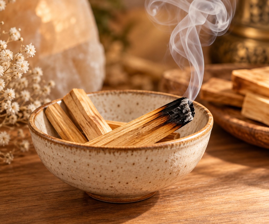 Palo Santo queimando na cumbuca