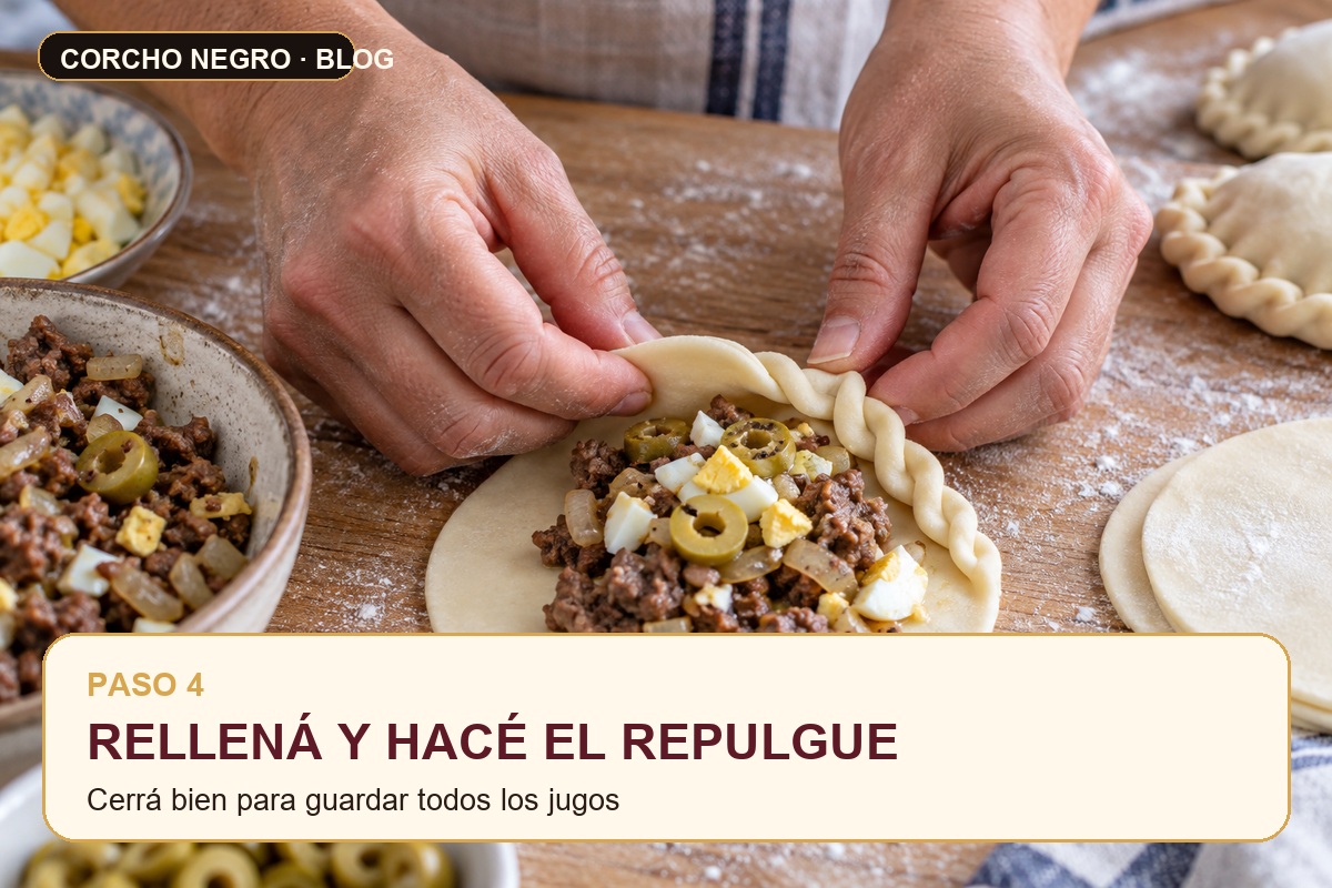 Paso 4: rellenar y hacer el repulgue