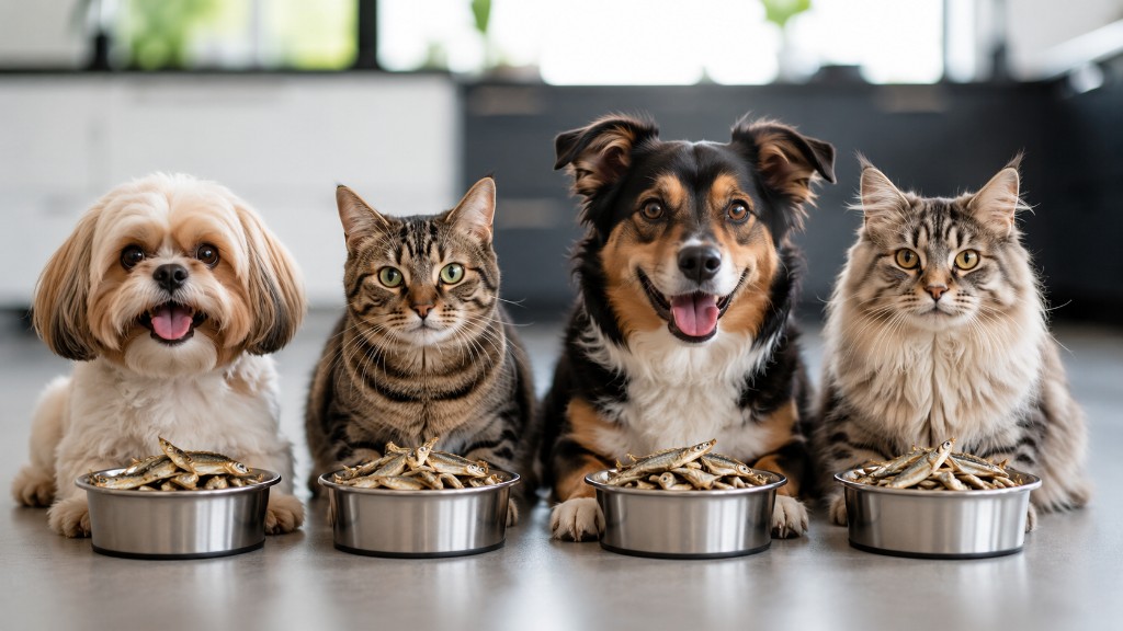 c&atilde;es e gatos comendo 