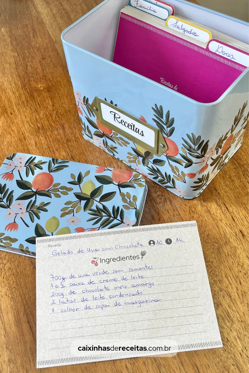 caixa organizadora de receitas