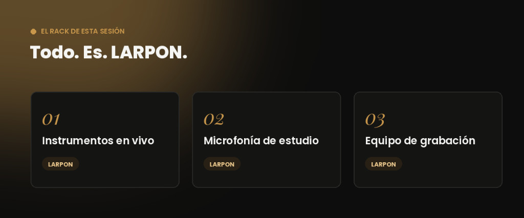 El rack de esta sesión — Instrumentos, Microfonía y Equipo de grabación LARPON