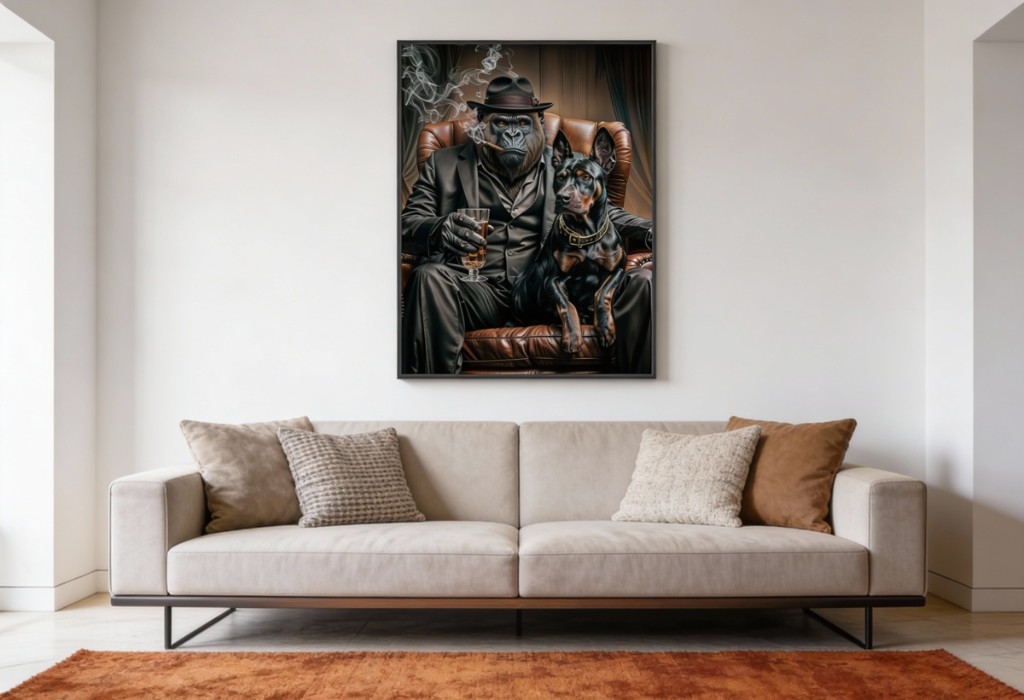Quadro Divertido Gorila Mafioso