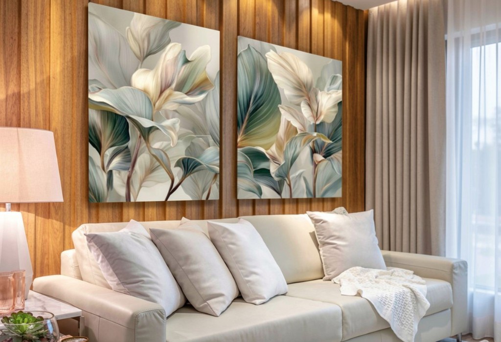 Kit com 2 Quadros Folhas de Luxo