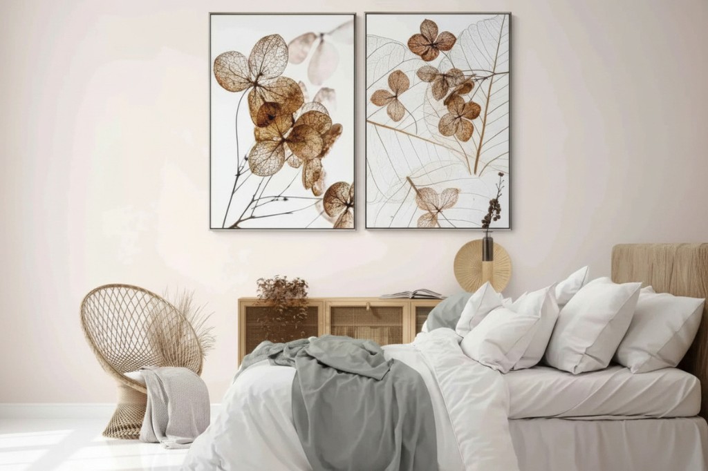 Kit com 2 Quadros Folhas e Flores