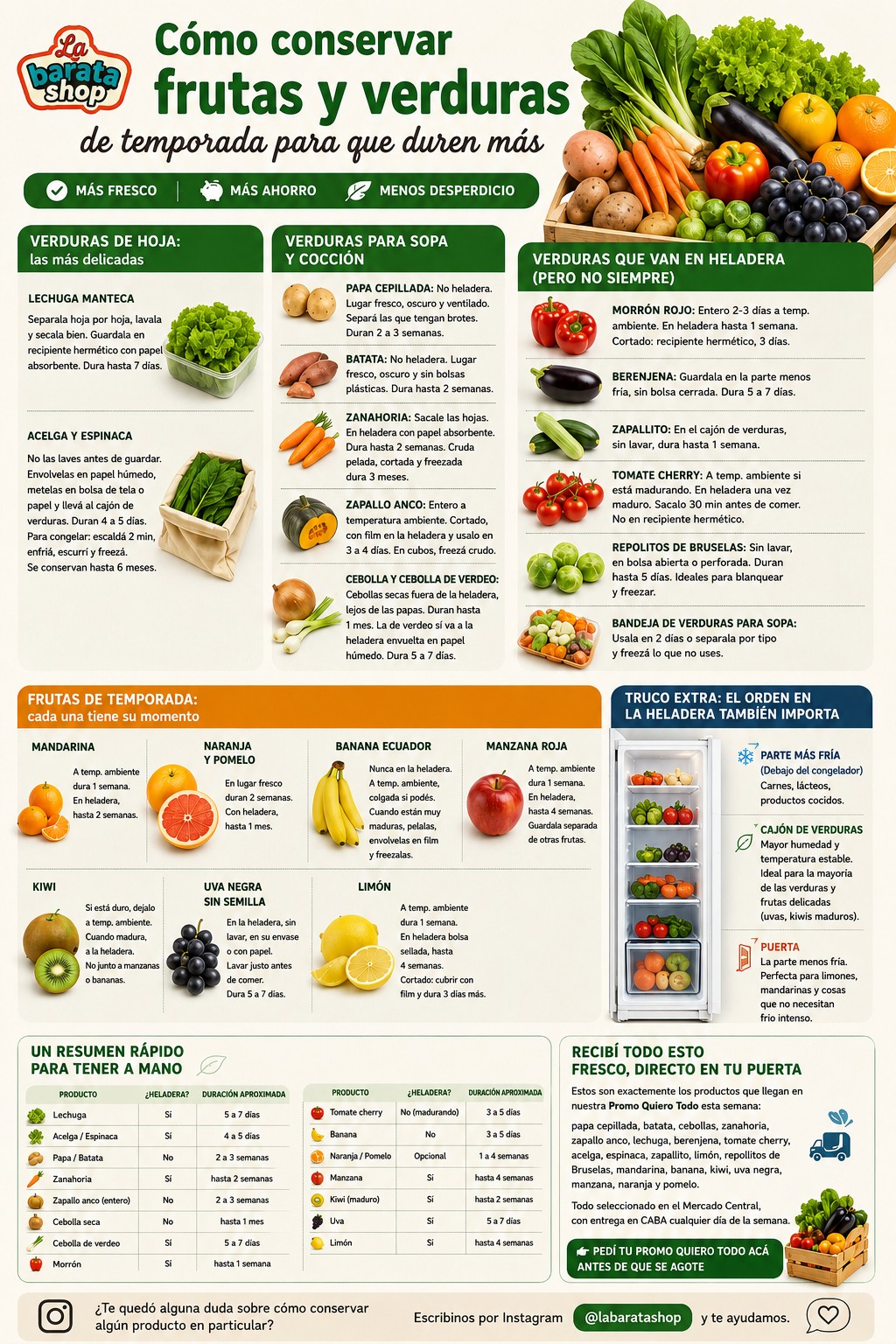 Como conservar frutas y verduras de temporada