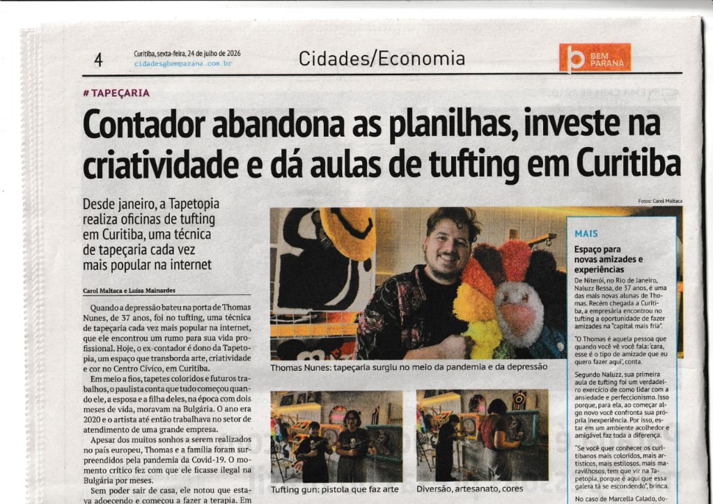 P&aacute;gina interna do jornal Bem Paran&aacute; com a mat&eacute;ria sobre a Tapetopia