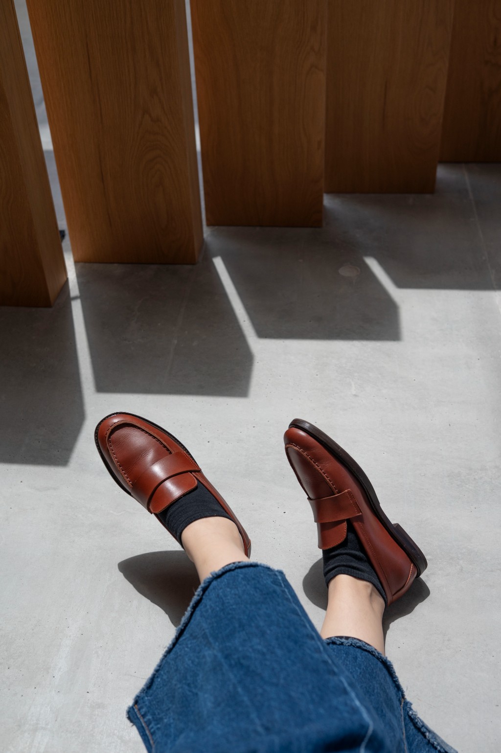 mocasin de cuero olmo color marron casia